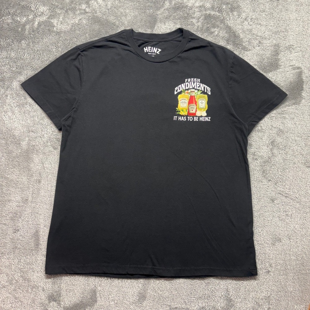 Heinz T-Shirt Mens XL Black Excellent Fresh‎ Condiments Graphic Tee Short Sleeve